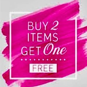 Buy any 2 items get 1 free. Everything goes. Nothing held back.